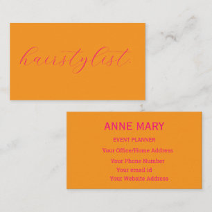 Carte De Visite Coiffeur Rose Orange Écriture Colorée Spa Cheveux