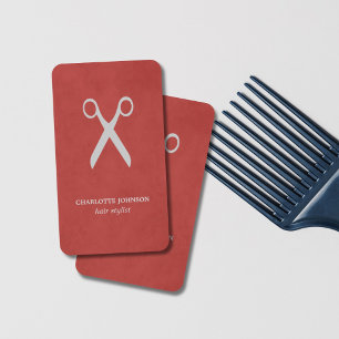 Carte De Visite Coiffeur rouge texturisé élégant élégant mode