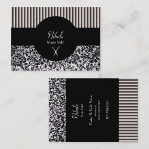 Carte De Visite Coiffeur Stripes & Vins Noir & Blanc