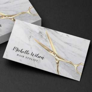 Carte De Visite Coiffeur Styliste Beauté Salon Marbre blanc tendan