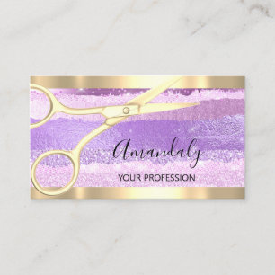 Carte De Visite Coiffeur Styliste Coiffeur Ciseaux Or violet