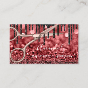 Carte De Visite Coiffeur Styliste Coiffeur Rose GlitterCiseaux Dri