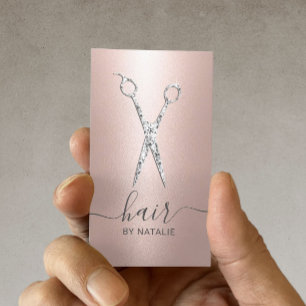 Carte De Visite Coiffeur Styliste Diamond Scissor Rose Gold Salon