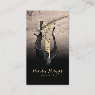 Carte De Visite Coiffeur Styliste Gold Ciseau Black & Bornze Salon