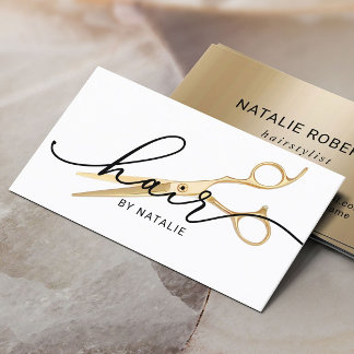 Carte De Visite Coiffeur Styliste Gold Cisseur élégant Script Salo