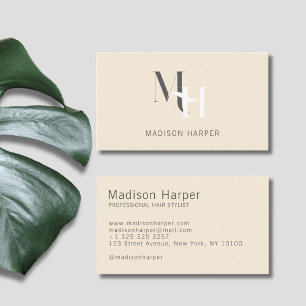 Carte De Visite Coiffeur styliste moderne monogramme initiales bei