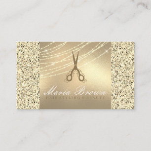 Carte De Visite Coiffeur styliste Parties scintillant or ciseau de