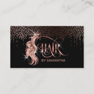 Carte De Visite Coiffeur styliste rose or typographie extension de