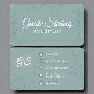 Carte De Visite Coiffeur Teal Green Floral