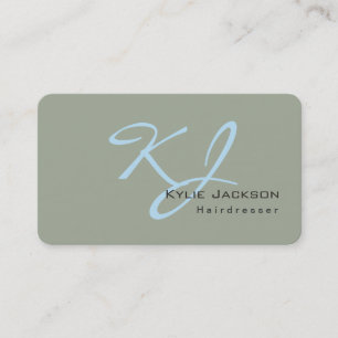 Carte De Visite Coiffeur tendance Monogram gris bleu élégant