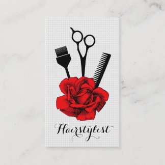 Carte De Visite coiffeur vintage chic styliste styliste rouge mod