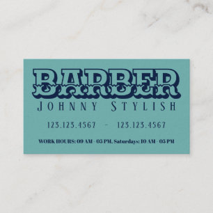 Carte De Visite Coiffeur vintage de style de ton bleu audacieux de