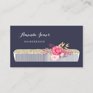 Carte De Visite Coiffeur vintage Orné Combe À Floral Rose