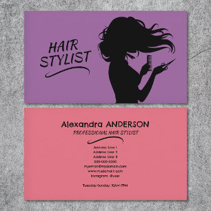 Carte De Visite Coiffeur Violet & Rose