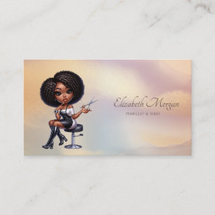 Carte De Visite Coiffeuse Afro-Américaine Élégante Colorée