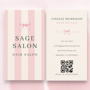 Carte de Visite Coiffeuse avec Code QR et Ruban Ra
