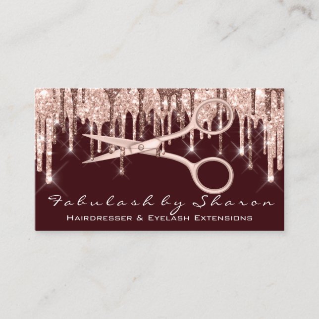 Carte De Visite Coiffeuse Coiffeuse ciseaux Rose Drives VIP (Devant)