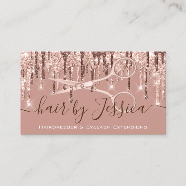 Carte De Visite Coiffeuse Coiffeuse ciseaux Rose Drives VIP (Devant)