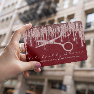 Carte De Visite Coiffeuse Coiffeuse ciseaux Rose Driving Maroon