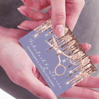 Carte De Visite Coiffeuse Coiffeuse Ciseaux Rose Smoky Viole