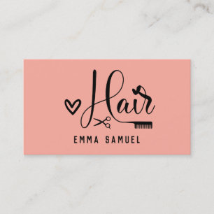 Carte De Visite Coiffeuse Corail pêche élégant minimal 