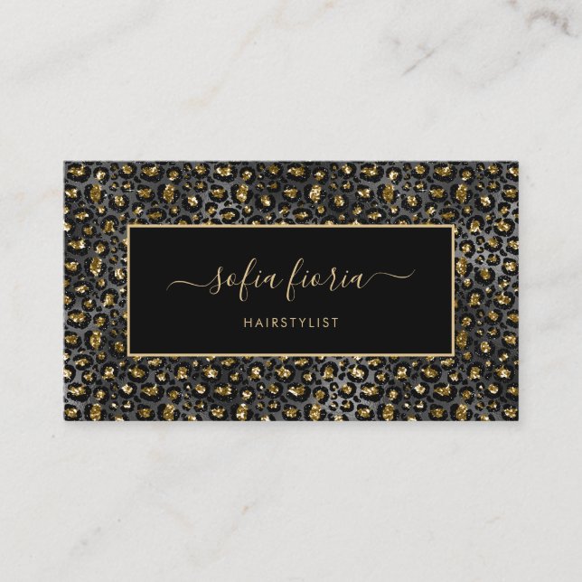 Carte De Visite Coiffeuse de luxe Black Gold Modern (Devant)