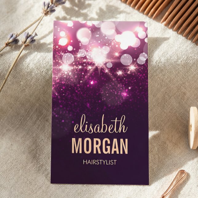 Carte De Visite Coiffeuse - Parties scintillant rose Éclats (Créateur téléchargé)