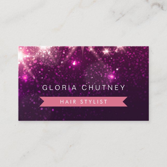 Carte De Visite Coiffeuse - Parties scintillant rose tendance (Devant)