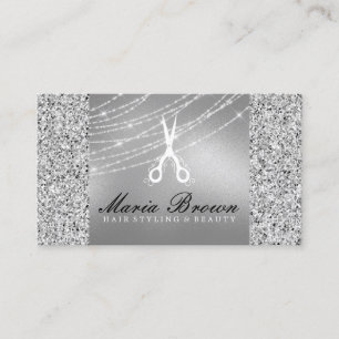 Carte De Visite Coiffeuse Parties scintillant Silver Luxe