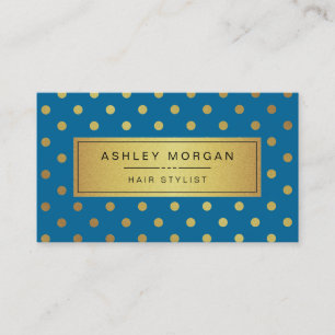 Carte De Visite Coiffeuse - Points Royal Blue Gold