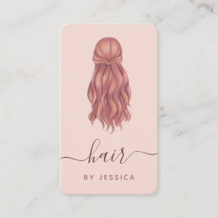 Carte De Visite Coiffeuse rose ondulée Ajouter Logo et médias soci