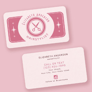 Carte De Visite Coiffeuse Rose Pastel Rétro Vintage