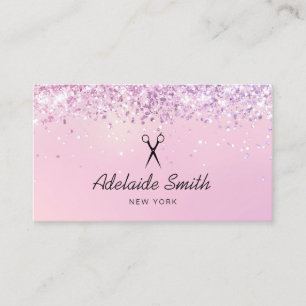 Carte De Visite coiffeuse simulée parties scintillant rose