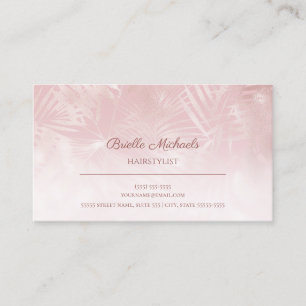 Carte De Visite Coiffeuse Soft Chic Rose Motif de fleurs d'argent