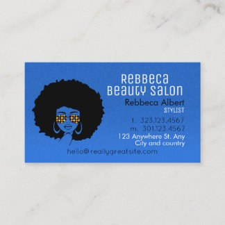 Carte De Visite Coiffeuse Styliste Beauté Fille Salon Bleu