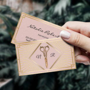 Carte De Visite Coiffeuse Styliste Blush Pink Gold Art Déco Beauté