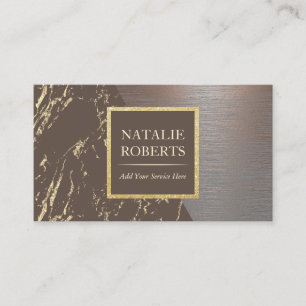 Carte De Visite Coiffeuse Styliste Brown & Gold Marble Beauté Sal