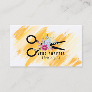 Carte De Visite Coiffeuse Styliste Gold ciseau & Beauté Salon flor