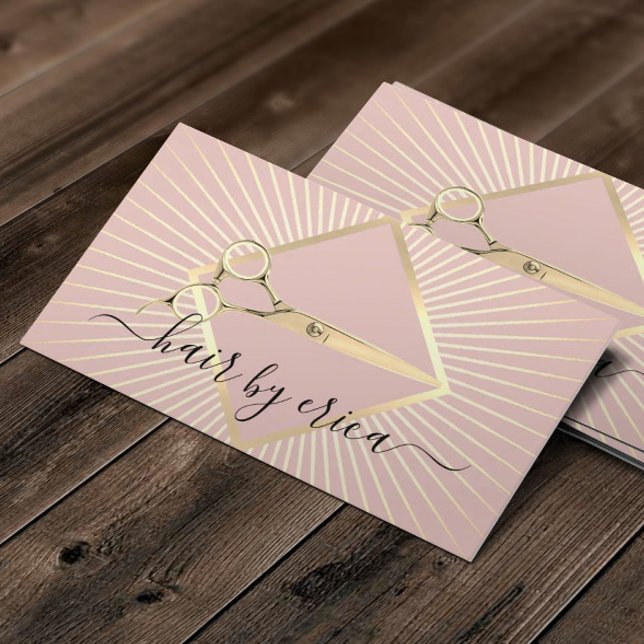 Carte De Visite Coiffeuse Styliste Moderne Blush Pink & Gold Beaut (Créateur téléchargé)