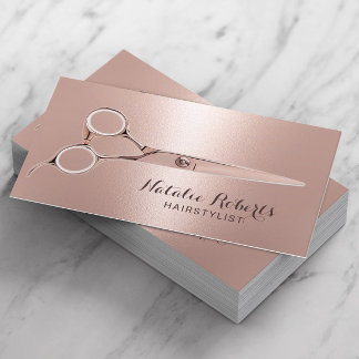 Carte De Visite Coiffeuse Styliste Rose Gold Ciseau Beauté Salon