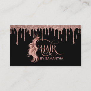 Carte De Visite Coiffeuse styliste rose or typographie extension c