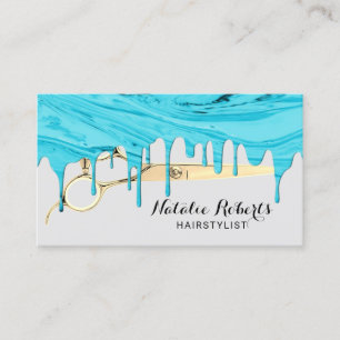 Carte De Visite Coiffeuse Styliste Turquoise Marbre Drives Beauté