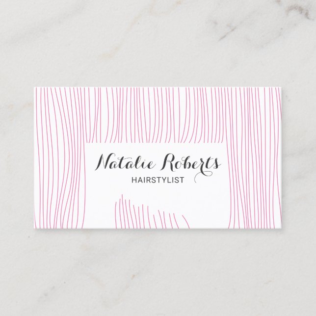 Carte De Visite Coiffeuse Stylo Coiffeuse Coiffeuse rose (Devant)