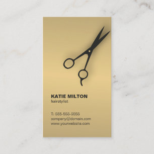 Carte De Visite Coiffure élégante simple de ciseaux de noir d'or