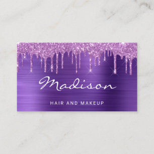 Carte De Visite Coiffure et Maquillage Glamour Violet Métal Paille