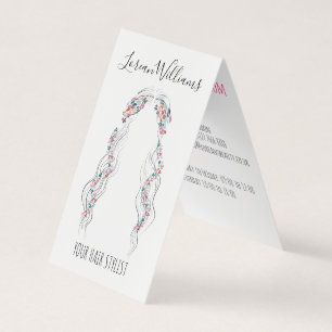 Carte De Visite Coiffure minimaliste mariée Wavy Cheveux chic flor