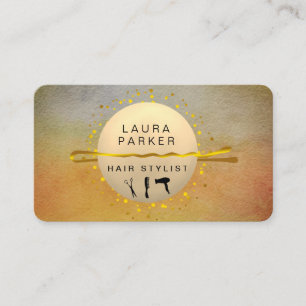 Carte De Visite Coiffure Stylo Artiste Salon Sunset Orange Sky