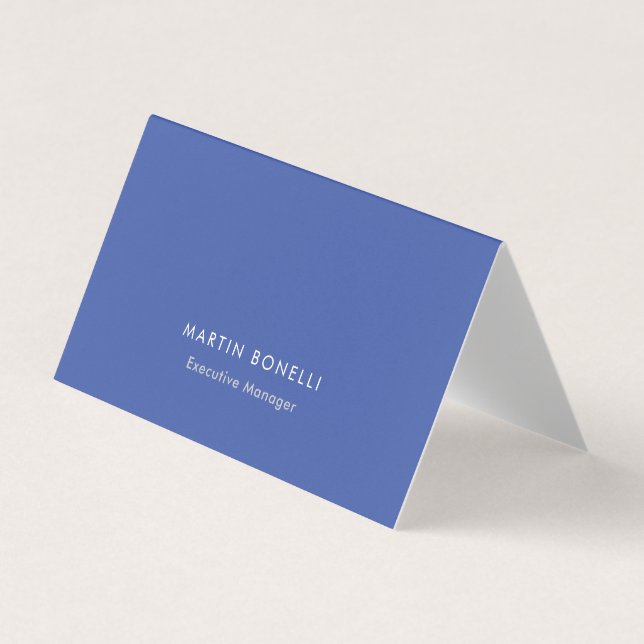 Carte De Visite Coin arrondi Moyen Bleu Plaine Minimaliste (Devant)