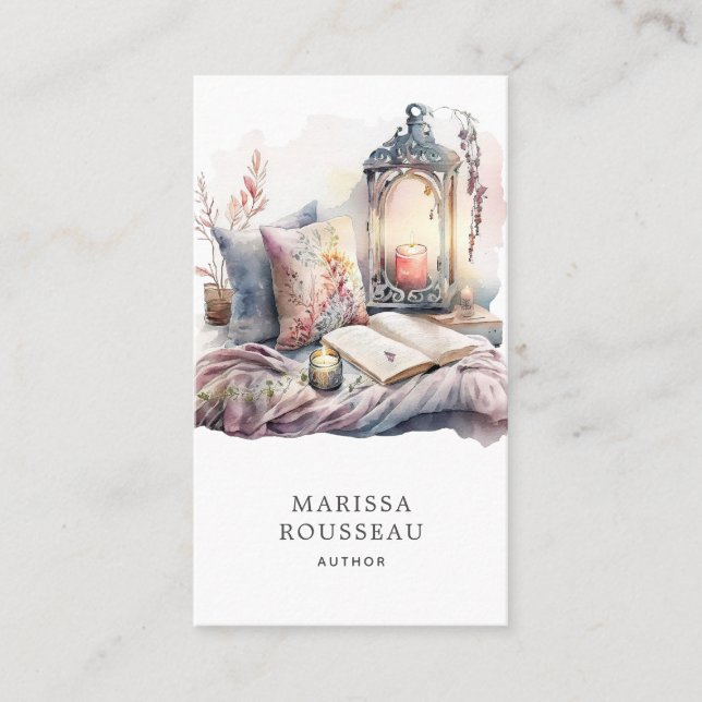 Carte De Visite Coin de lecture de l'aquarelle de l'auteur (Devant)