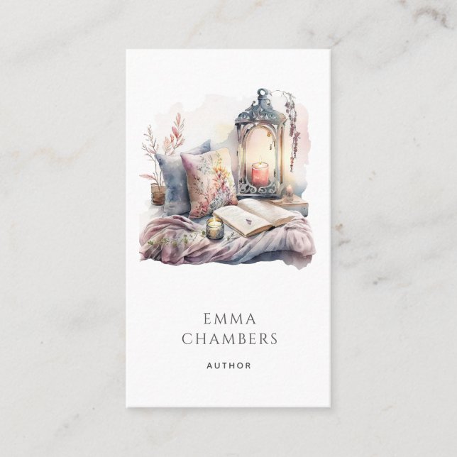 Carte De Visite Coin de lecture de l'aquarelle de l'auteur (Devant)